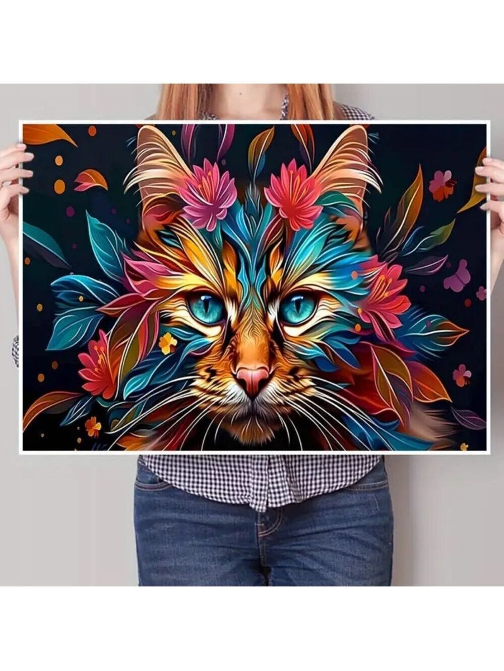 “Kaleidoscope Cat” Canvas Print Vibrant Wall Art - Picture 3 of 10